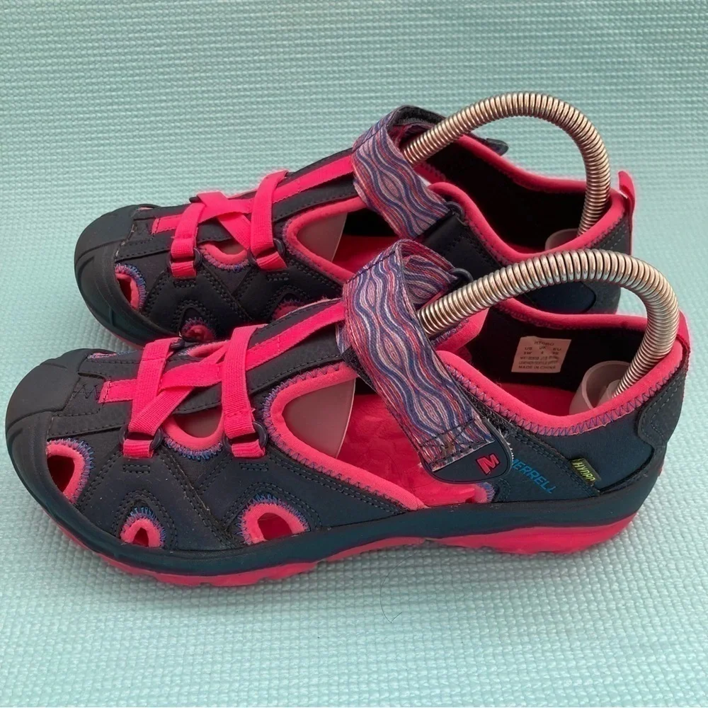 Merrell Woman's Hydro Waterproof Hiking Active Sandal Gray /Pink Size US 5